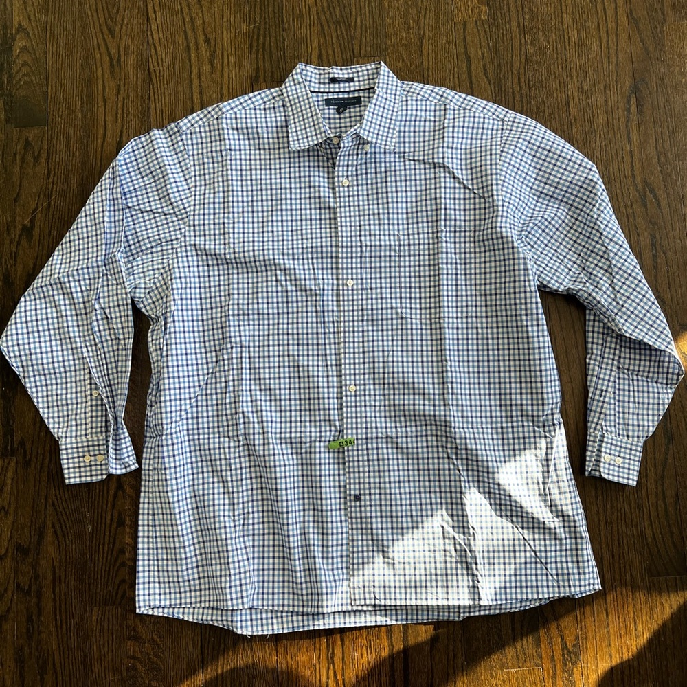 Tommy Hilfiger Blue Patterned Casual Button Down - Big & Tall